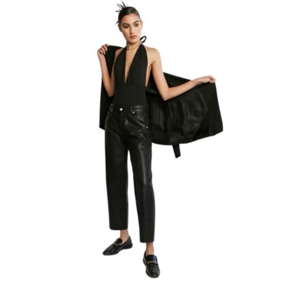 Daily Blue By AG Mantra Coated Jeans Wide Barrel Leg Black Button Fly Sz 30 NEW - Picture 1 of 16